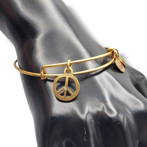 Alex and Ani Gold Tone World Peace Rafaelian Bangle Bracelet - Picture 4 of 9